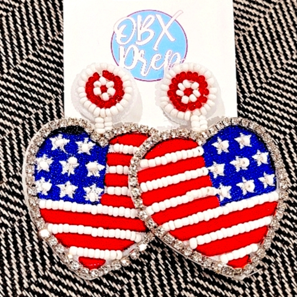 Fourth of July Beaded Earrings
